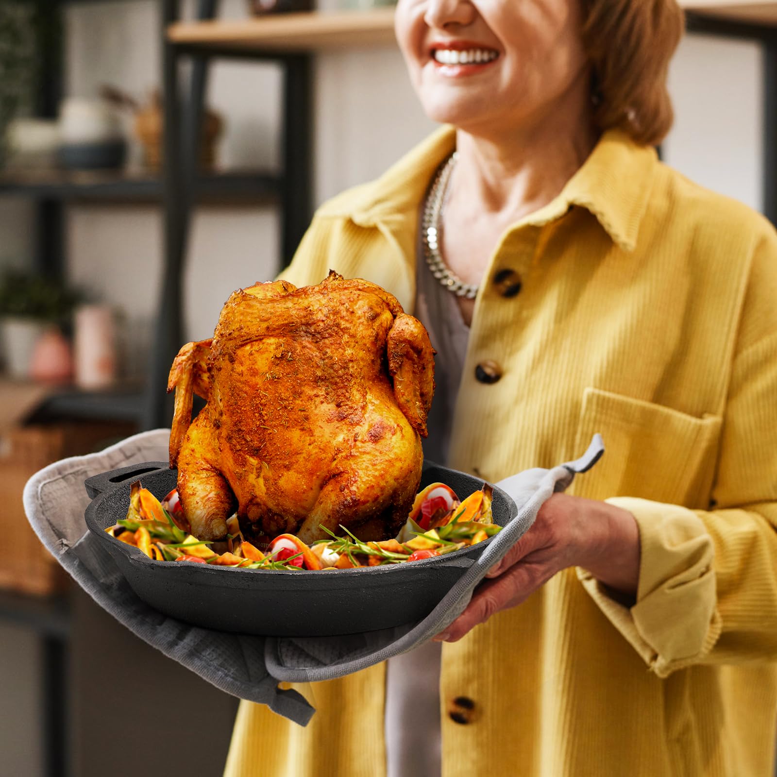 Acshio roaster on a table ready for a family dinner.