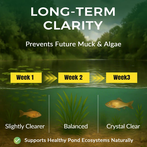 ActiClear Muck Clear outdoor pond scene shows vibrant water clarity.