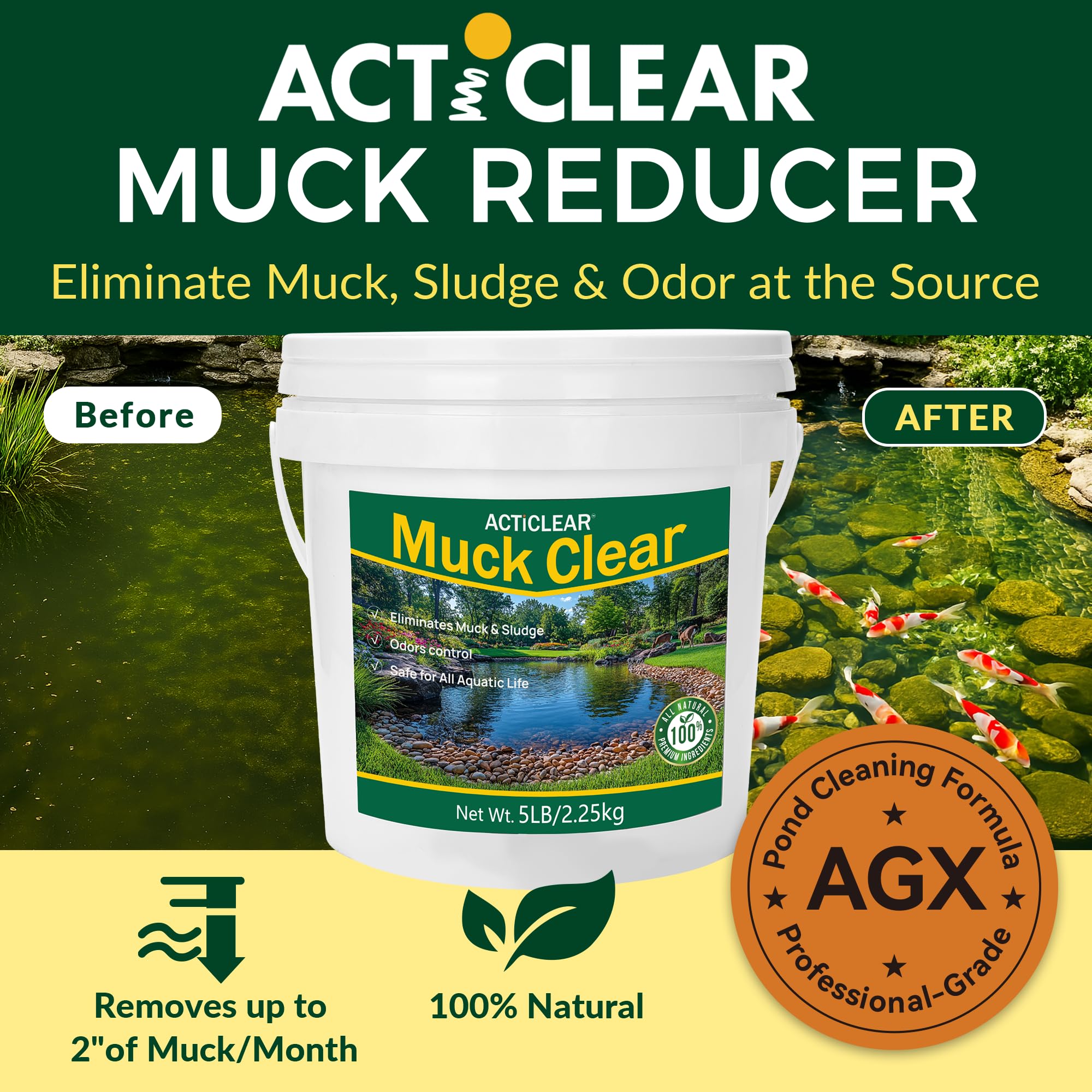 ActiClear Muck Clear pond tabs dispersing to bottom for ongoing muck breakdown.
