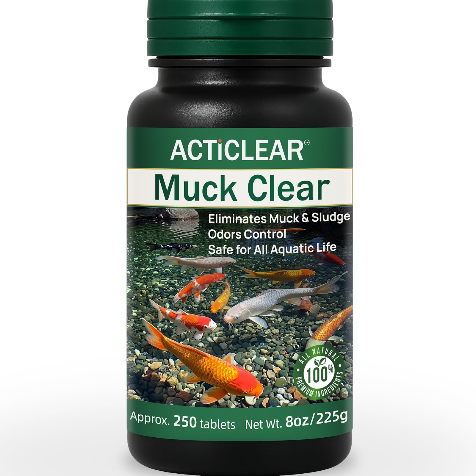 ACTICLEAR Muck Clear tablets dissolving to begin breaking down sludge in water