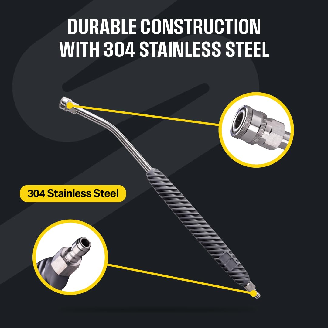 Active extension compatible with up to 4000 PSI and 12 GPM for broad tooling compatibility.