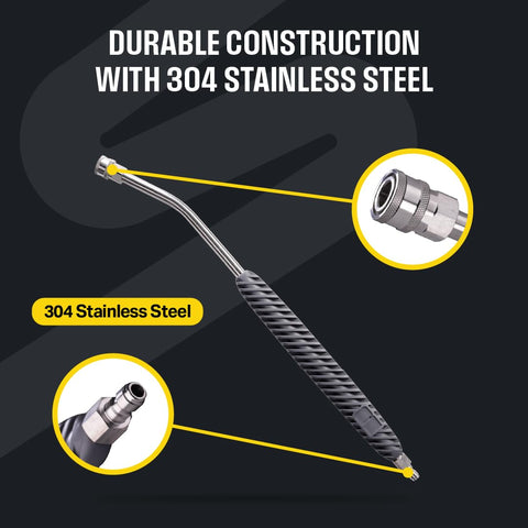 Active extension compatible with up to 4000 PSI and 12 GPM for broad tooling compatibility.