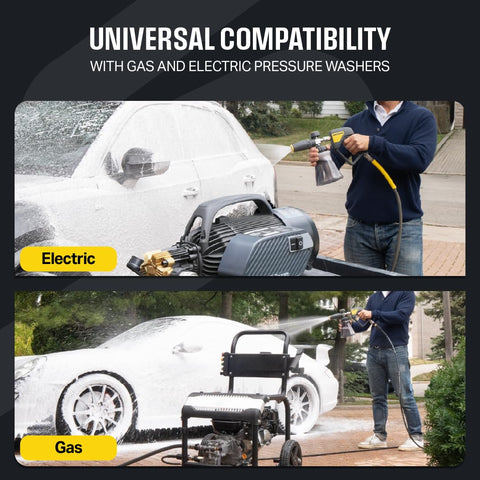 Active Foam Cannon 304 stainless valve and durable mesh filter.