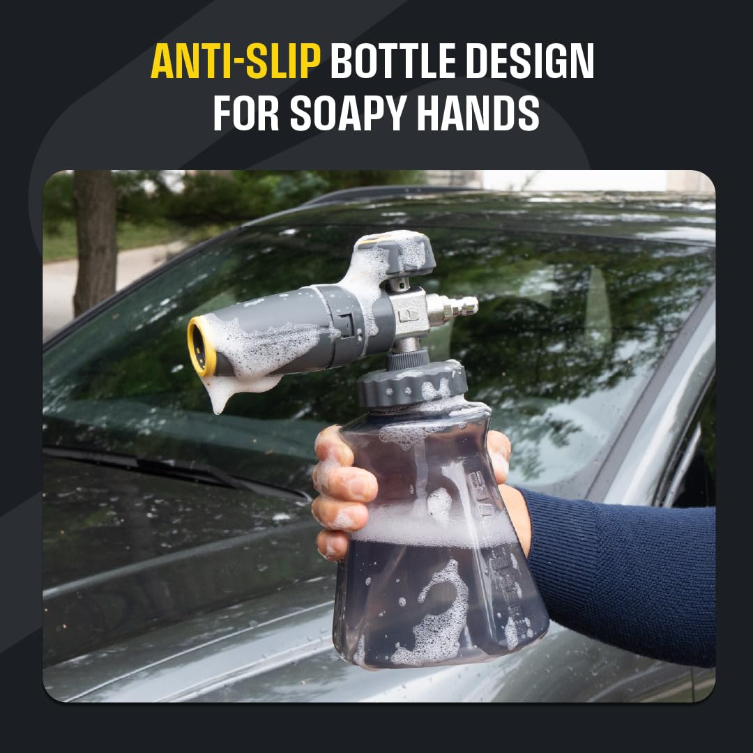 Active Foam Cannon anti-slip base keeps bottle steady.