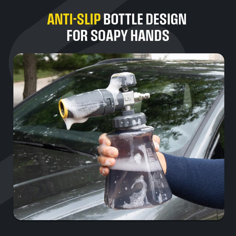 Active Foam Cannon anti-slip base keeps bottle steady.