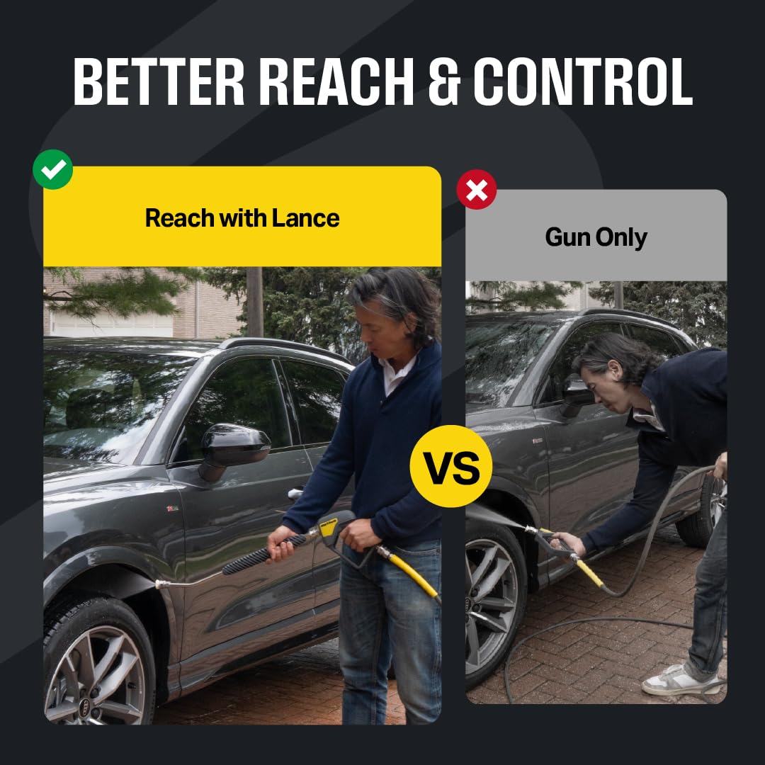 Active quick-connect extension quarterinch inlet enables fast setup and versatile nozzle use.