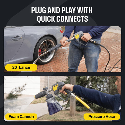 Active Swivel Gun 1/4 inch outlet accepts nozzles and foam cannons.