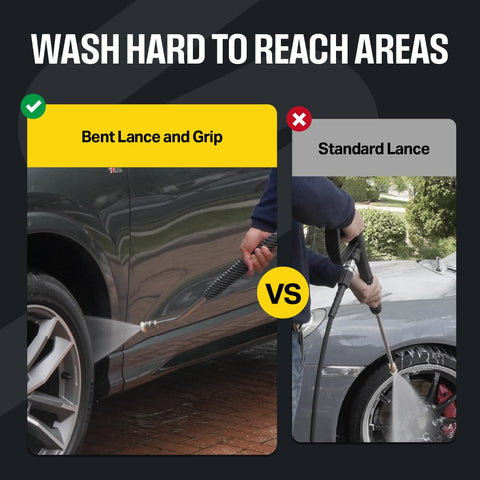 Active universal adaptability extension lance fits most gas and electric washers.