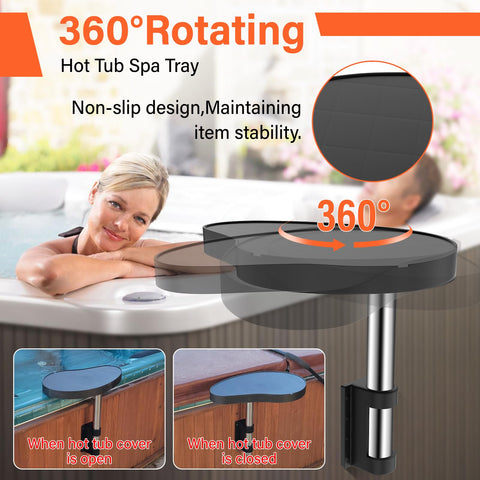ACTREY hot tub tray features non-slip top that keeps drinks secure.
