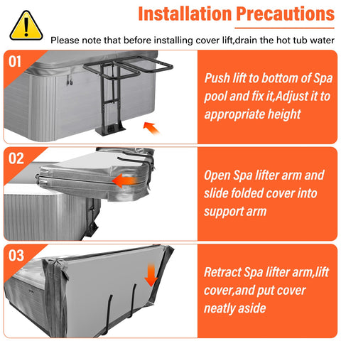 ACTREY non-corrosive mounting brackets protect the spa area.