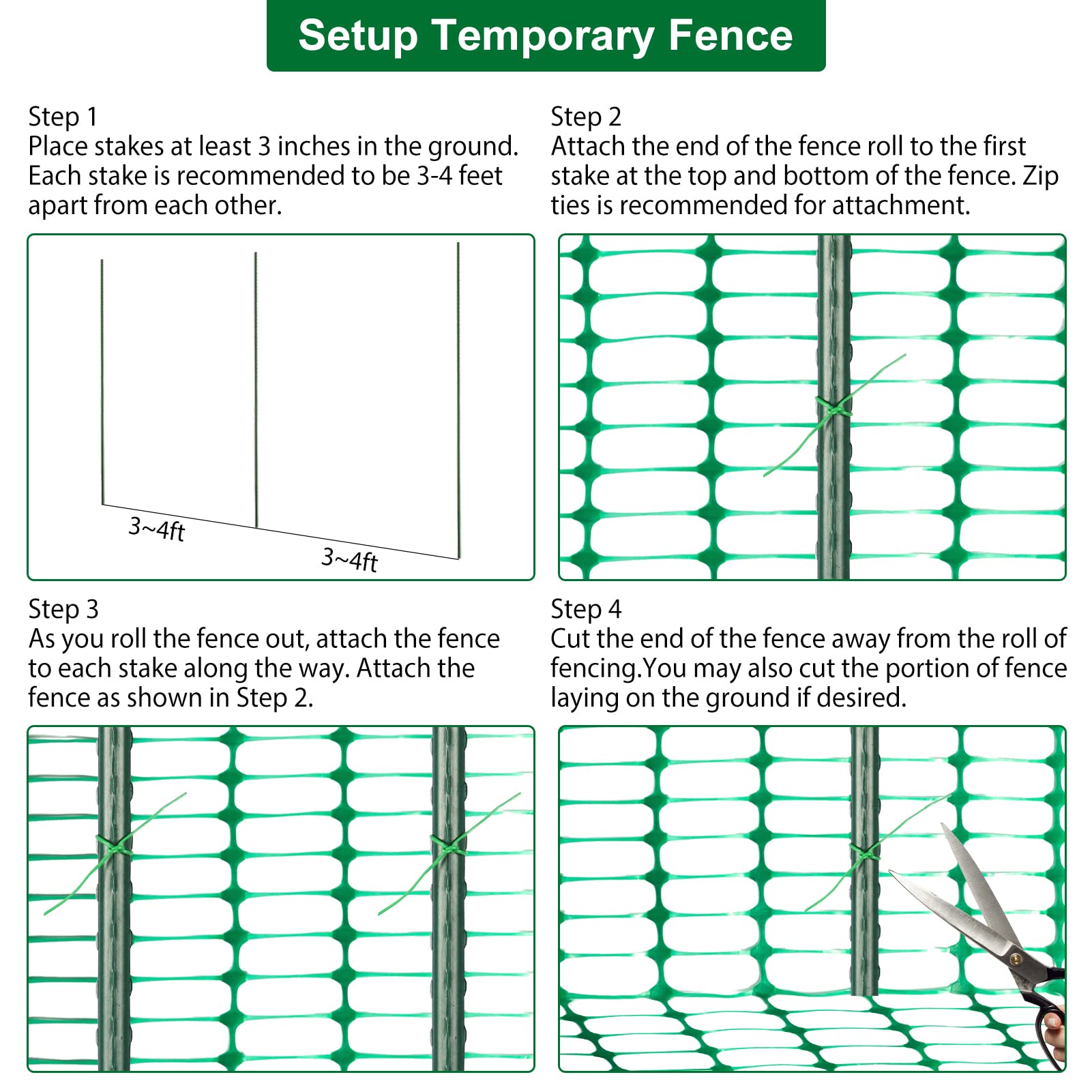 ACTREY Safety Fence Roll stays visible and safe with plastic-coated stakes.