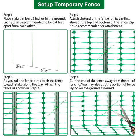 ACTREY Safety Fence Roll stays visible and safe with plastic-coated stakes.