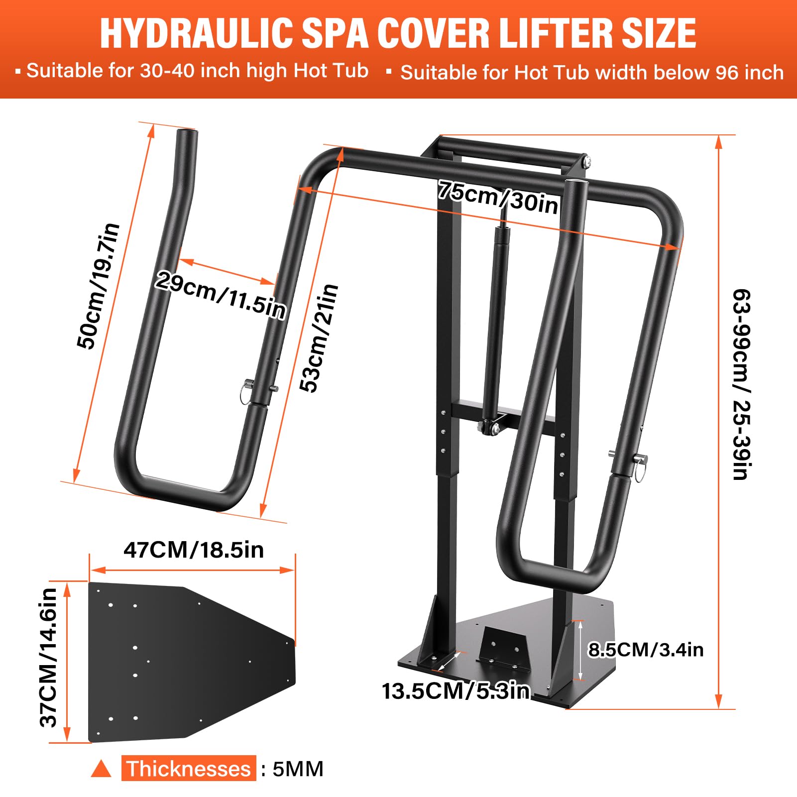 ACTREY spa cover lifter hydraulic system enabling smooth lifting.
