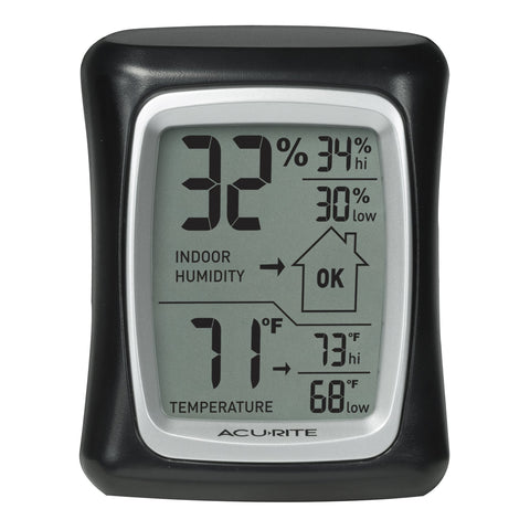 AcuRite humidity comfort icon indicates comfortable humidity levels quickly.