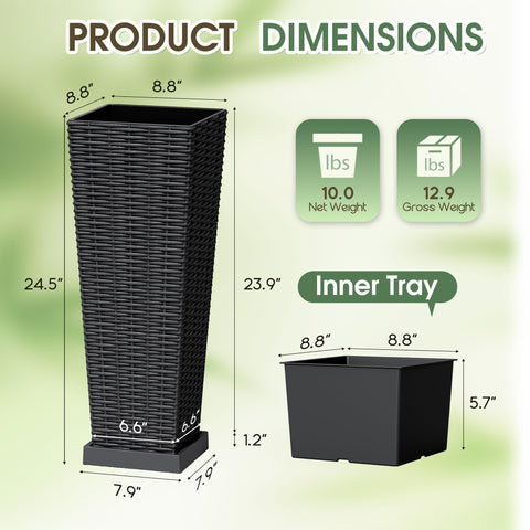 Acurax 6.5x6.5x23.6 planters provide ample root space.