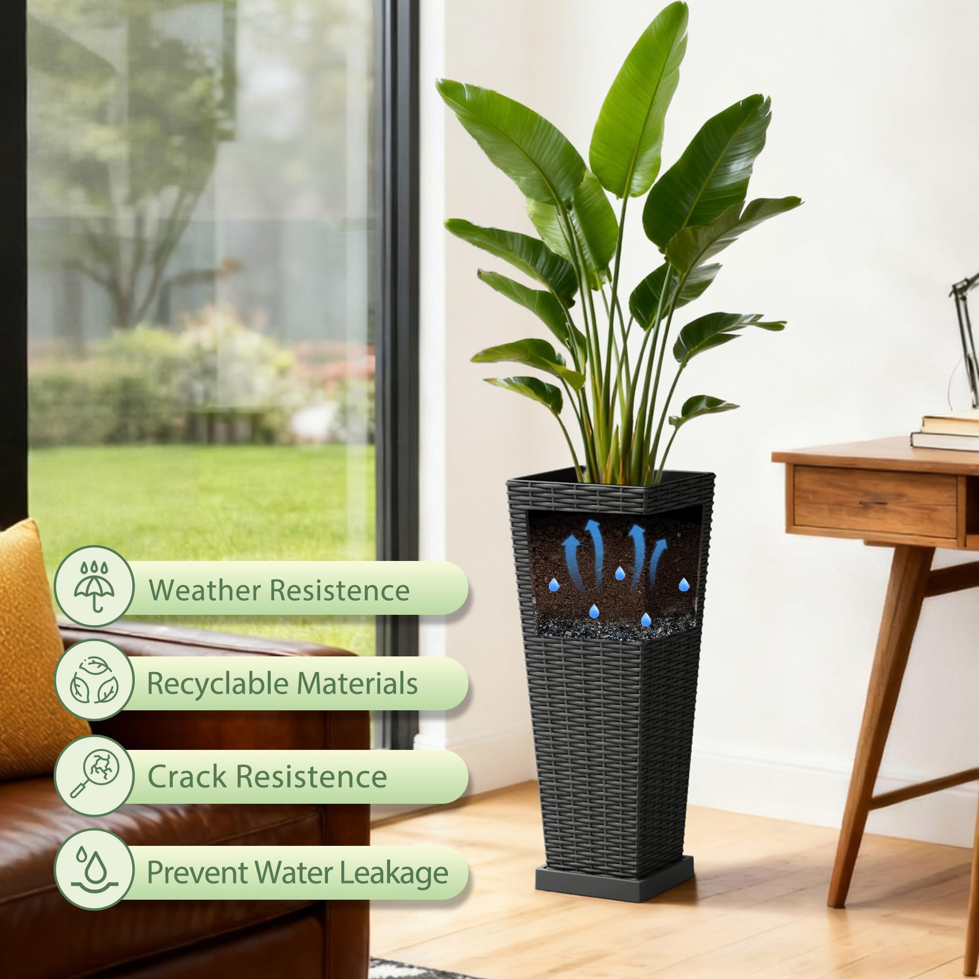 Acurax planter with tray for easy water disposal.
