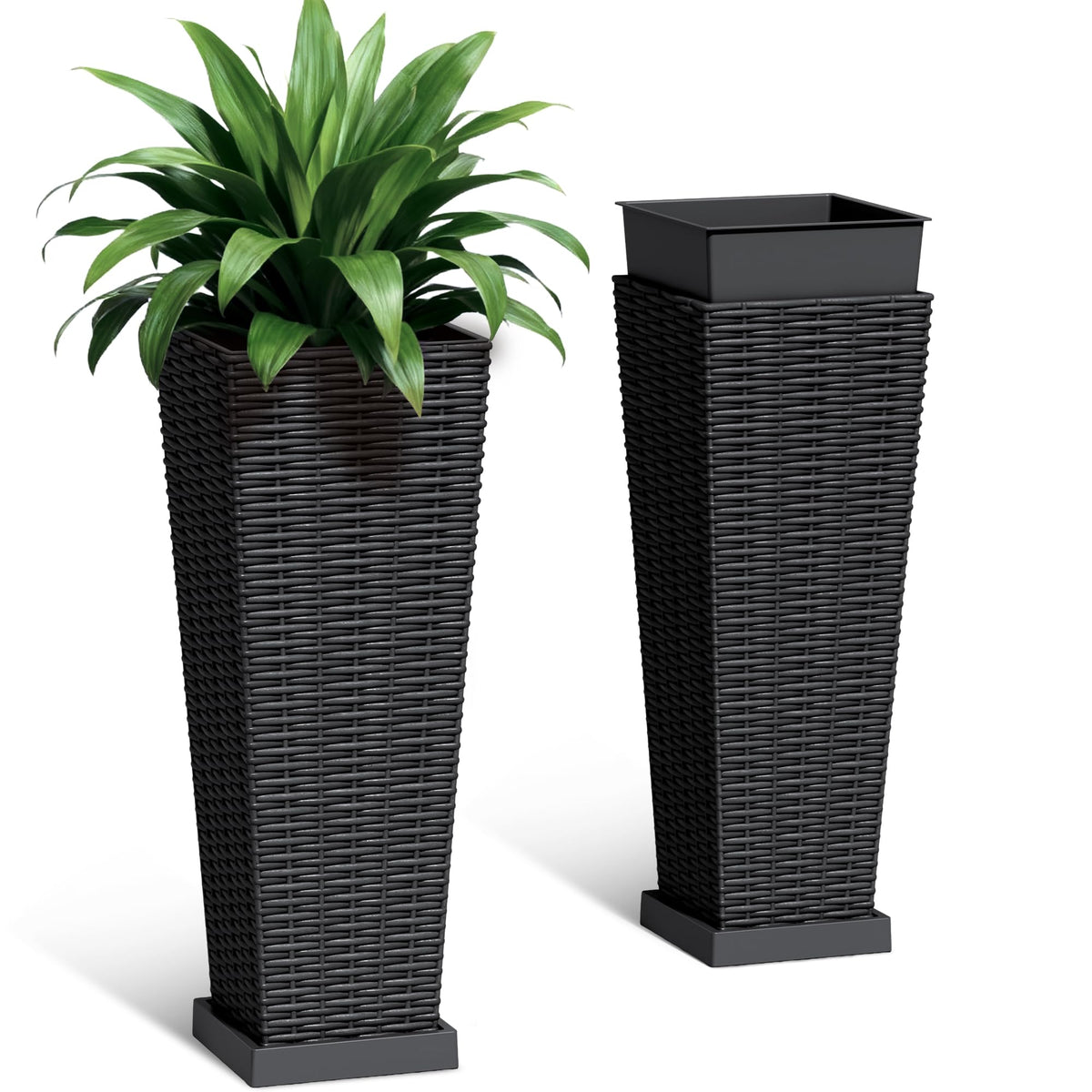 Acurax rattan-planter 24in tall adds durable outdoor style.