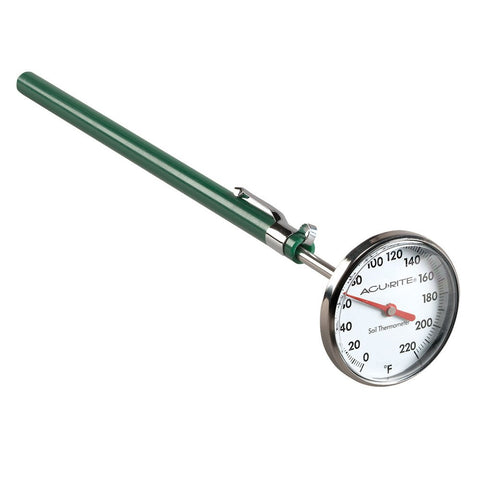 AcuRite 00661 soil thermometer with a 7-inch stem for indoor and outdoor readings.