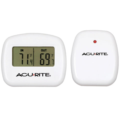 AcuRite 00782A2 wireless thermometer shows indoor-outdoor temps for quick home monitoring.