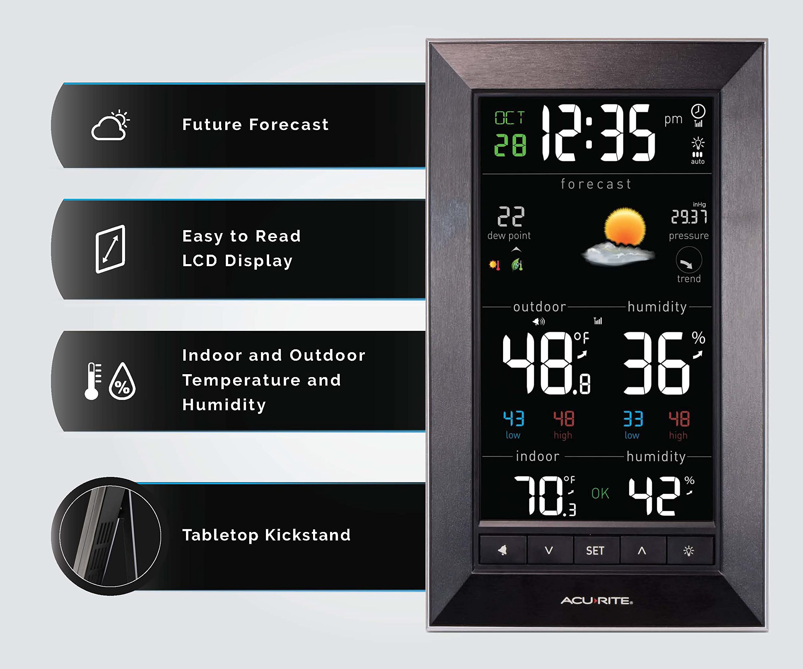 AcuRite 01121M high-contrast LCD display easy-to-read weather data.