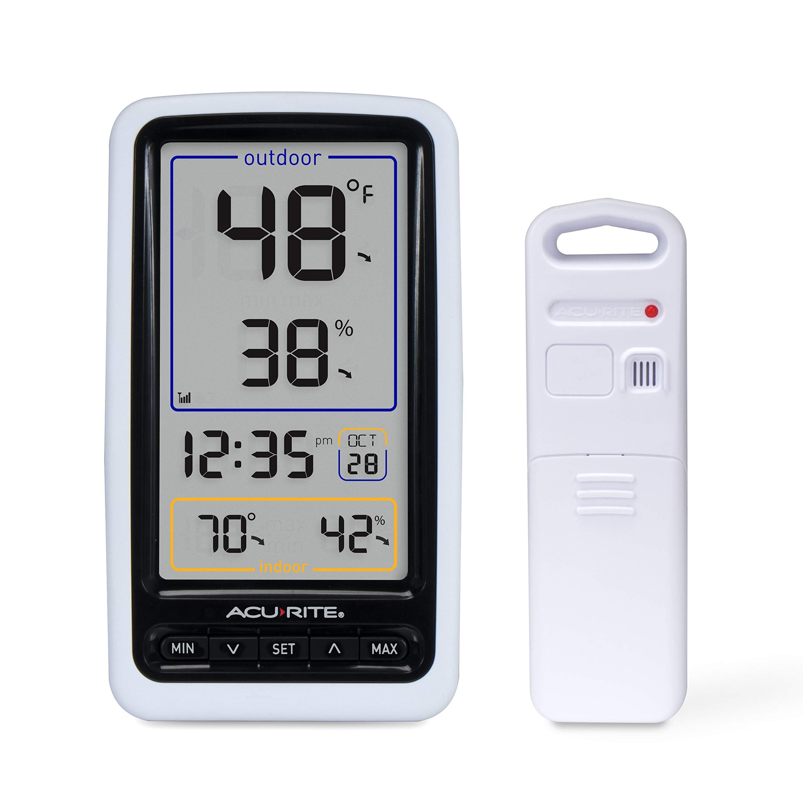 AcuRite 01136M indoor-outdoor temperature display for quick, accurate monitoring of home climate.