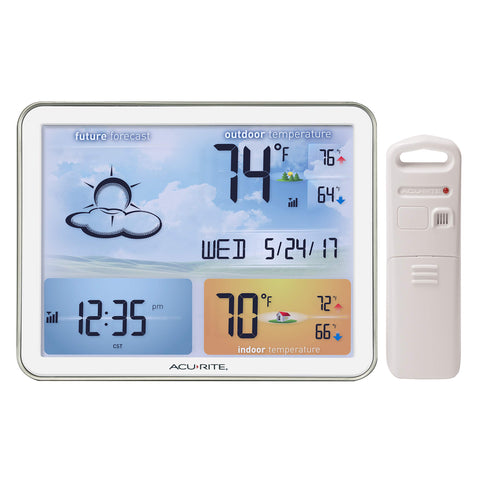 AcuRite 02081M jumbo display shows weather and time at a glance.