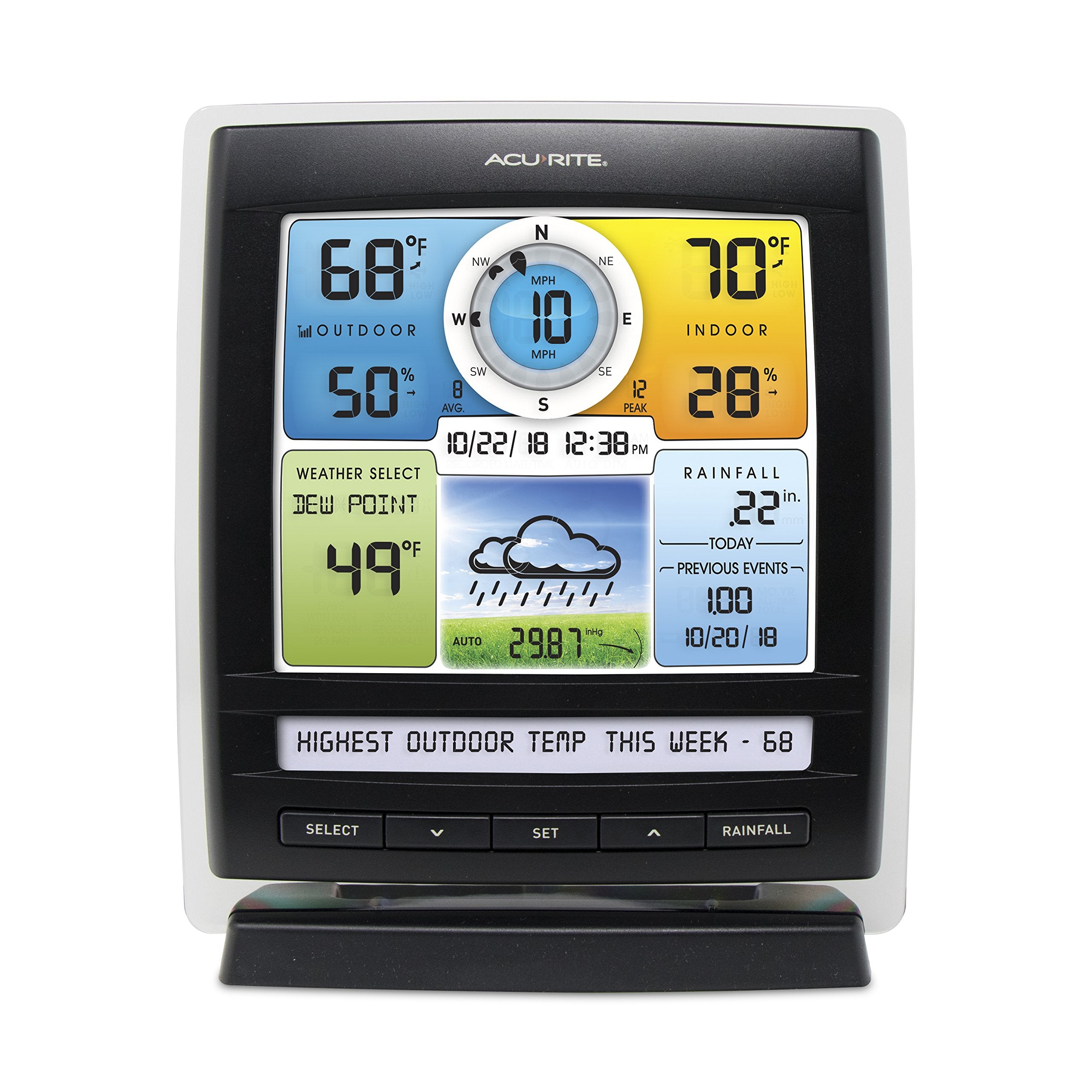 AcuRite 06016 add-on display front view with crisp illuminated color LCD