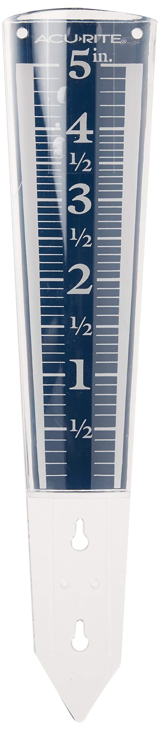 AcuRite 5 inch rain gauge with magnified numbers for quick rainfall readings.