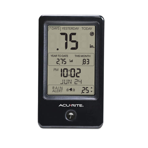 AcuRite customizable rainfall alarm notifies when preset totals are reached.