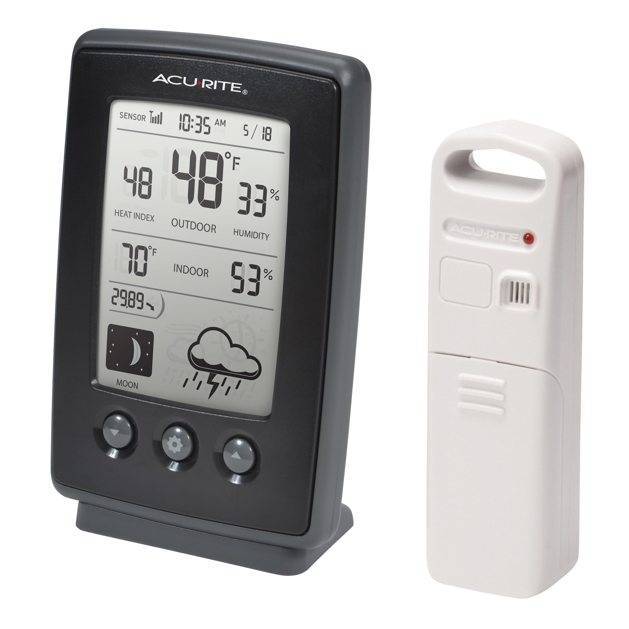 AcuRite daily high/low and dew point data on a single screen.