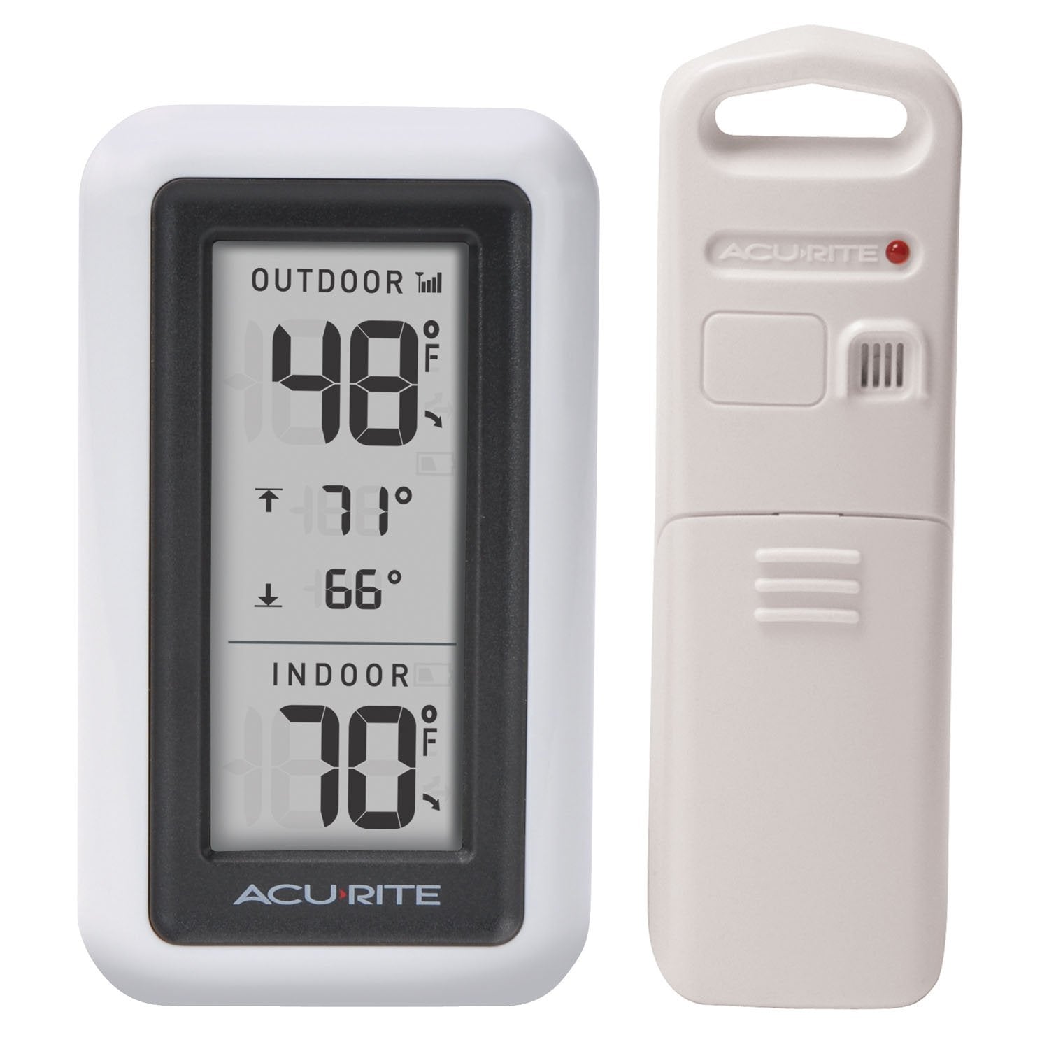 AcuRite digital thermometer indoor outdoor display shows current temps at a glance