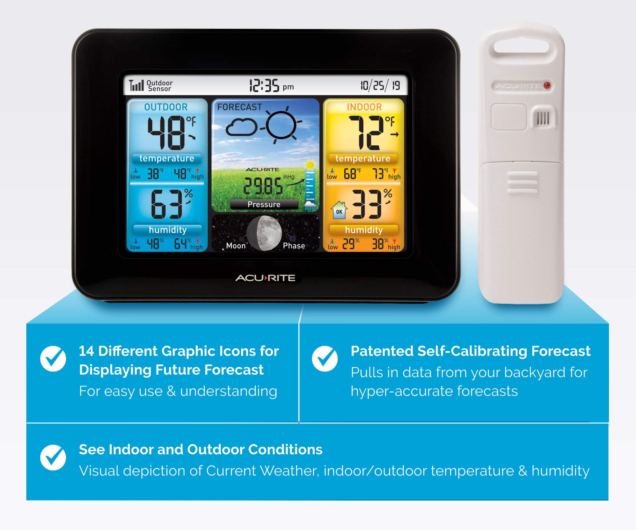 AcuRite high and low temperature and humidity history graphic on display
