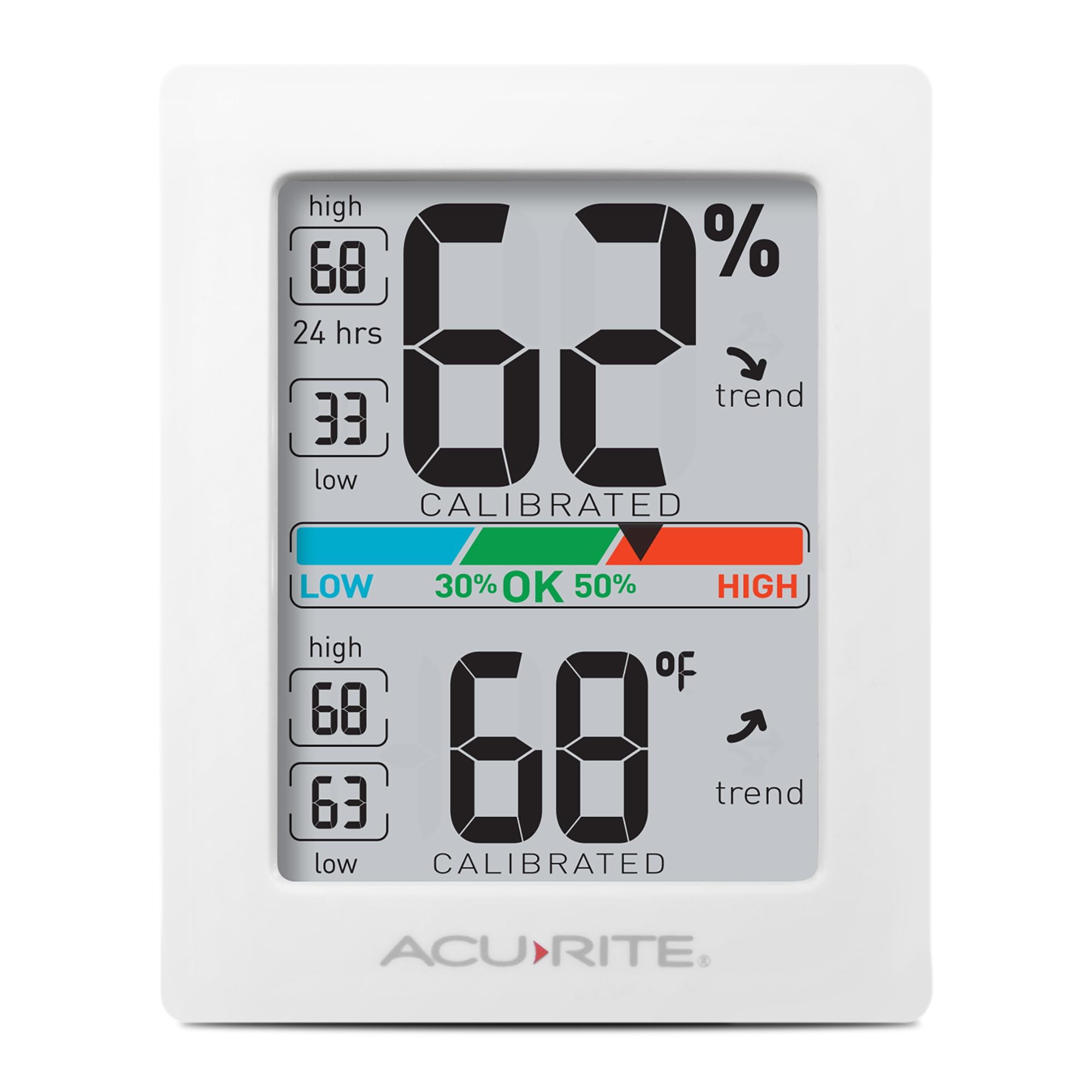 AcuRite humidity meter front display for precise room climate monitoring