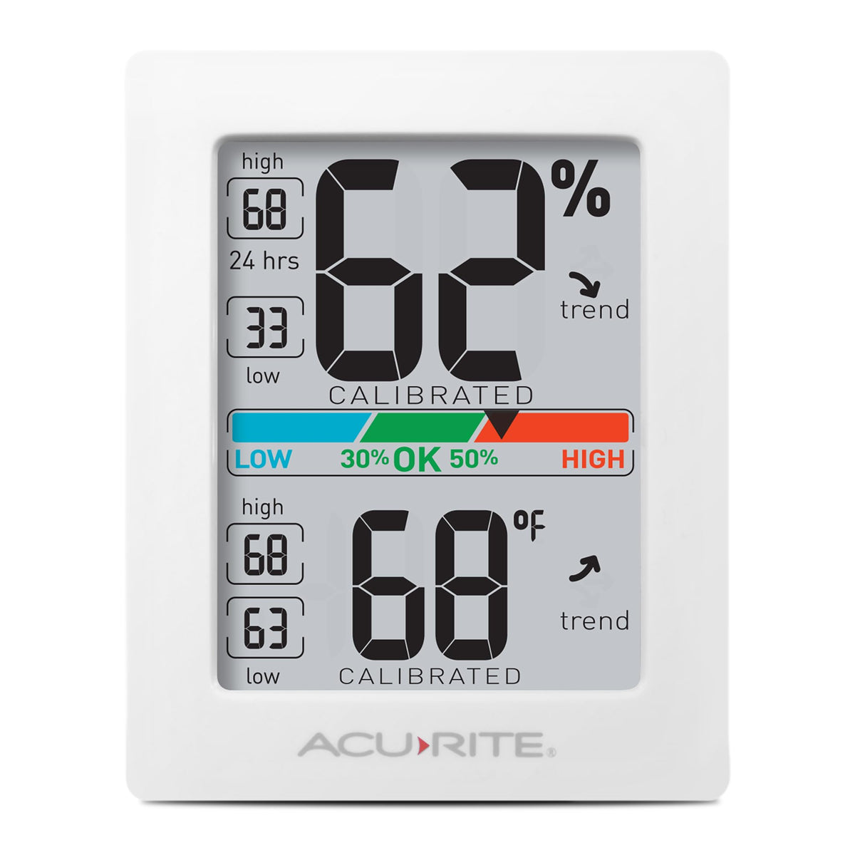 AcuRite humidity meter front display for precise room climate monitoring