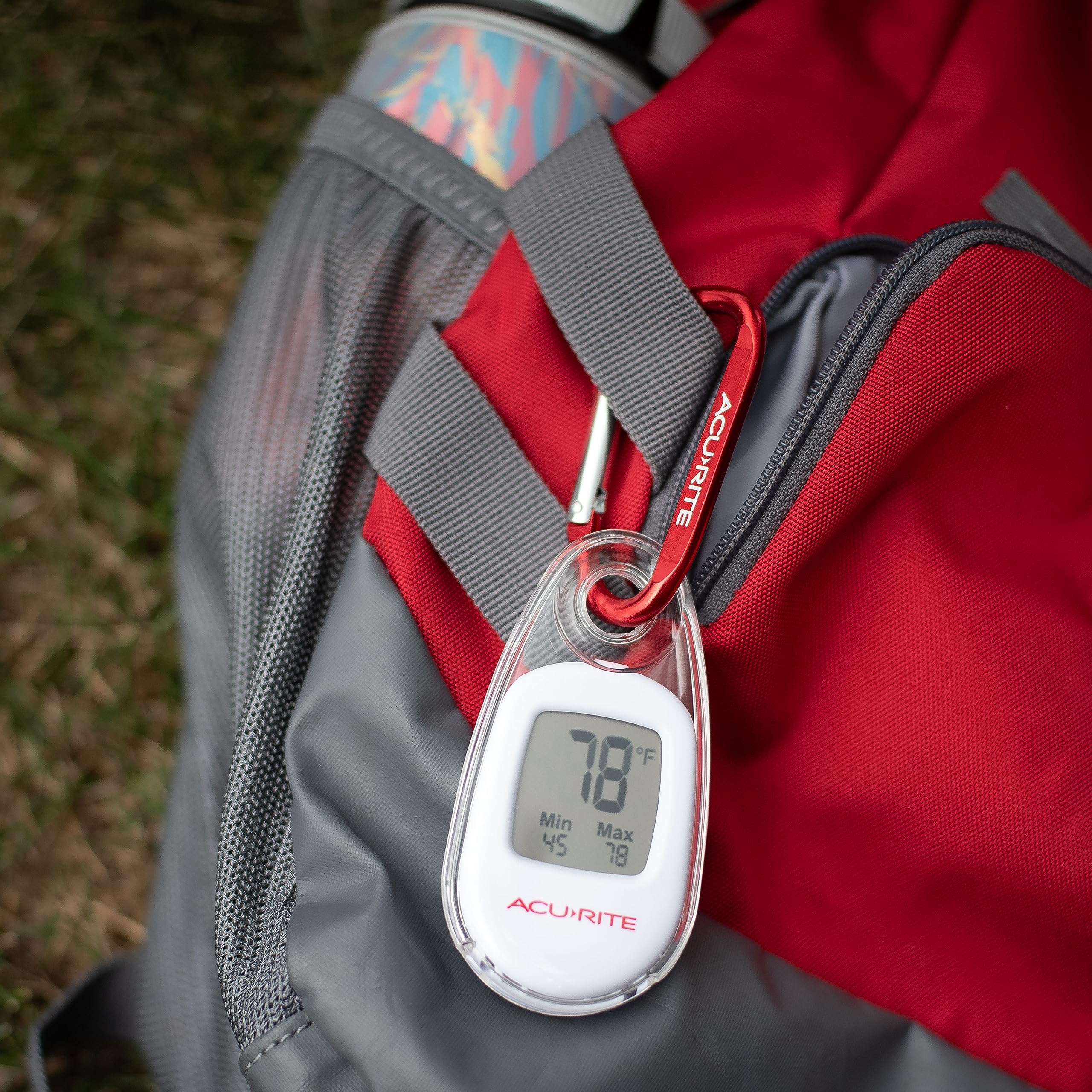 AcuRite indoor-outdoor thermometer with weather-resistant shell for patio or camping use