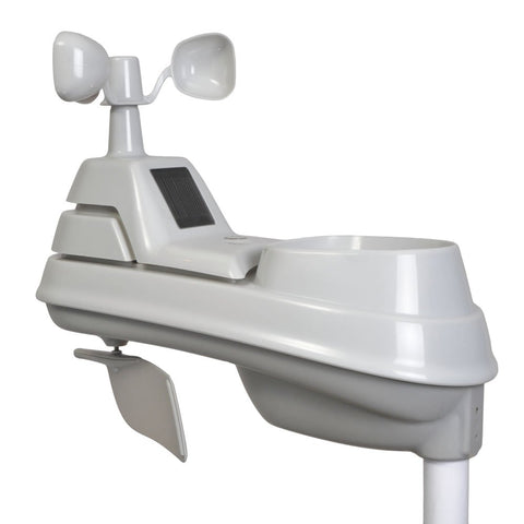 AcuRite Iris 5-in-1 outdoor weather sensor with temperature reading for reliable home monitoring.