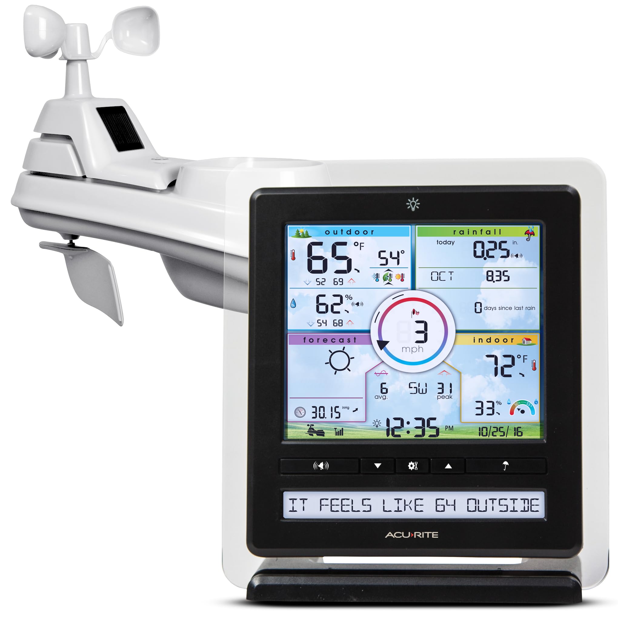 AcuRite Iris 5-in-1 color display showing hyperlocal weather at a glance
