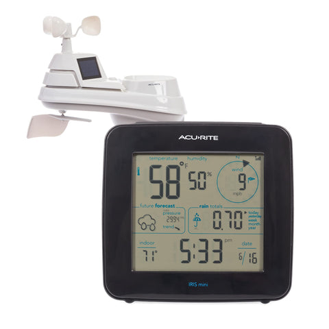 AcuRite Iris mini display front view for quick checks of indoor/outdoor data
