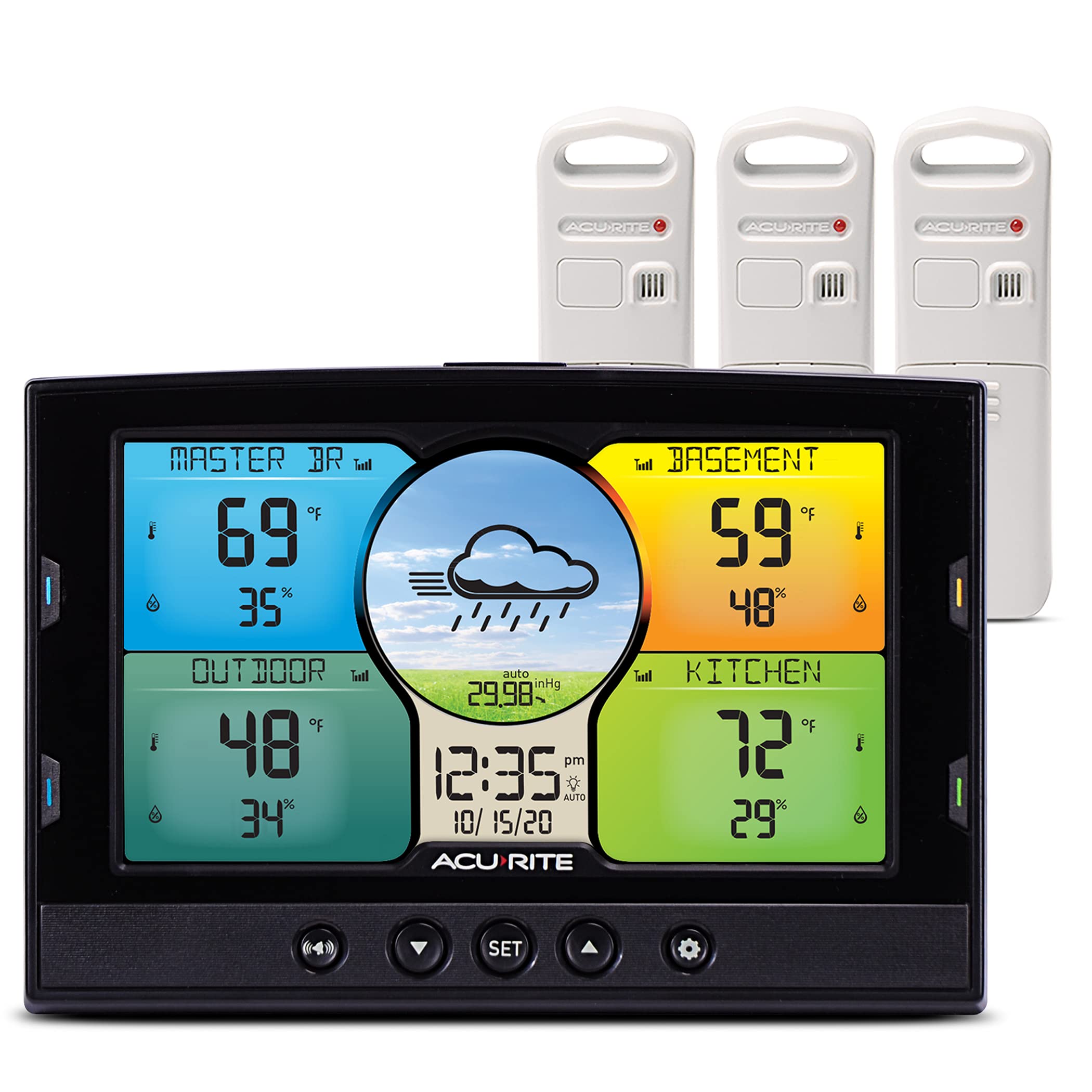 AcuRite multi-room weather station color display for quick home overview.