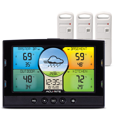 AcuRite multi-room weather station color display for quick home overview.