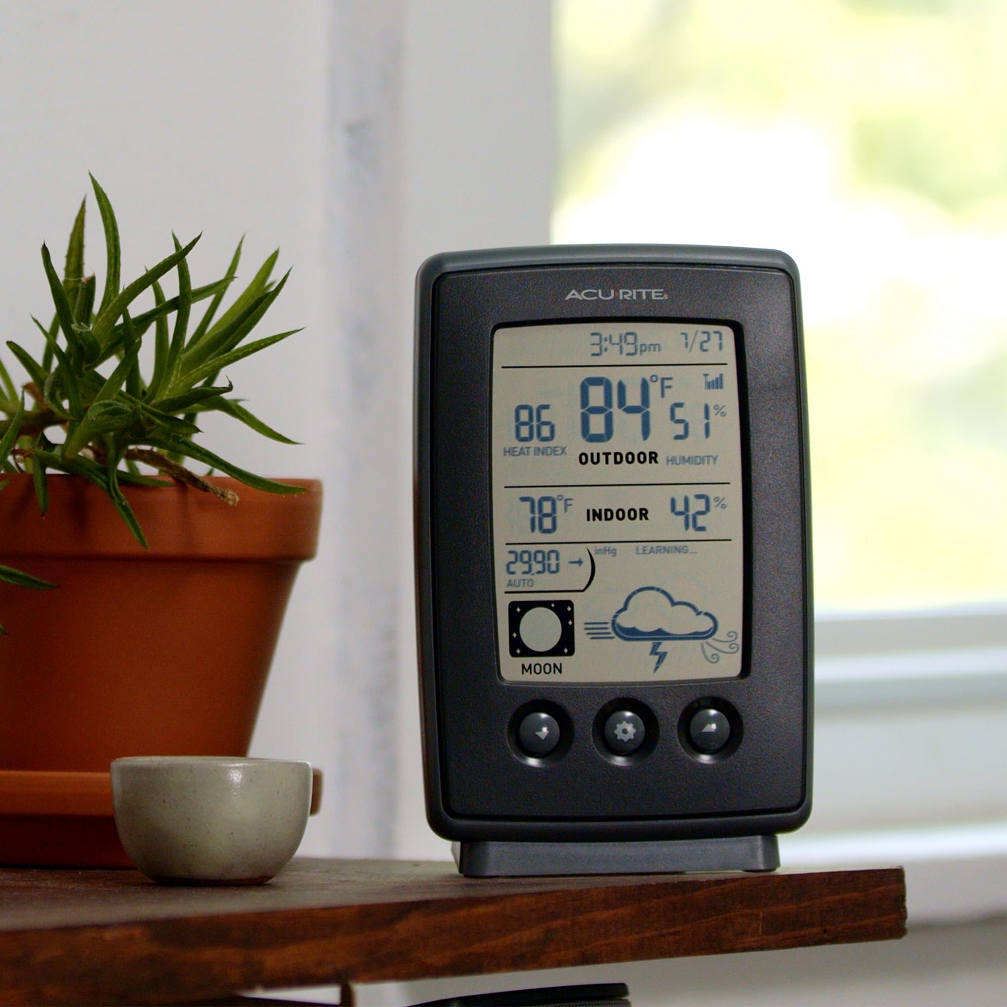 AcuRite outdoor sensor wireless thermometer ready for easy placement in yard or porch.