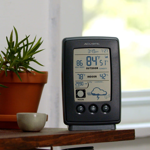 AcuRite outdoor sensor wireless thermometer ready for easy placement in yard or porch.