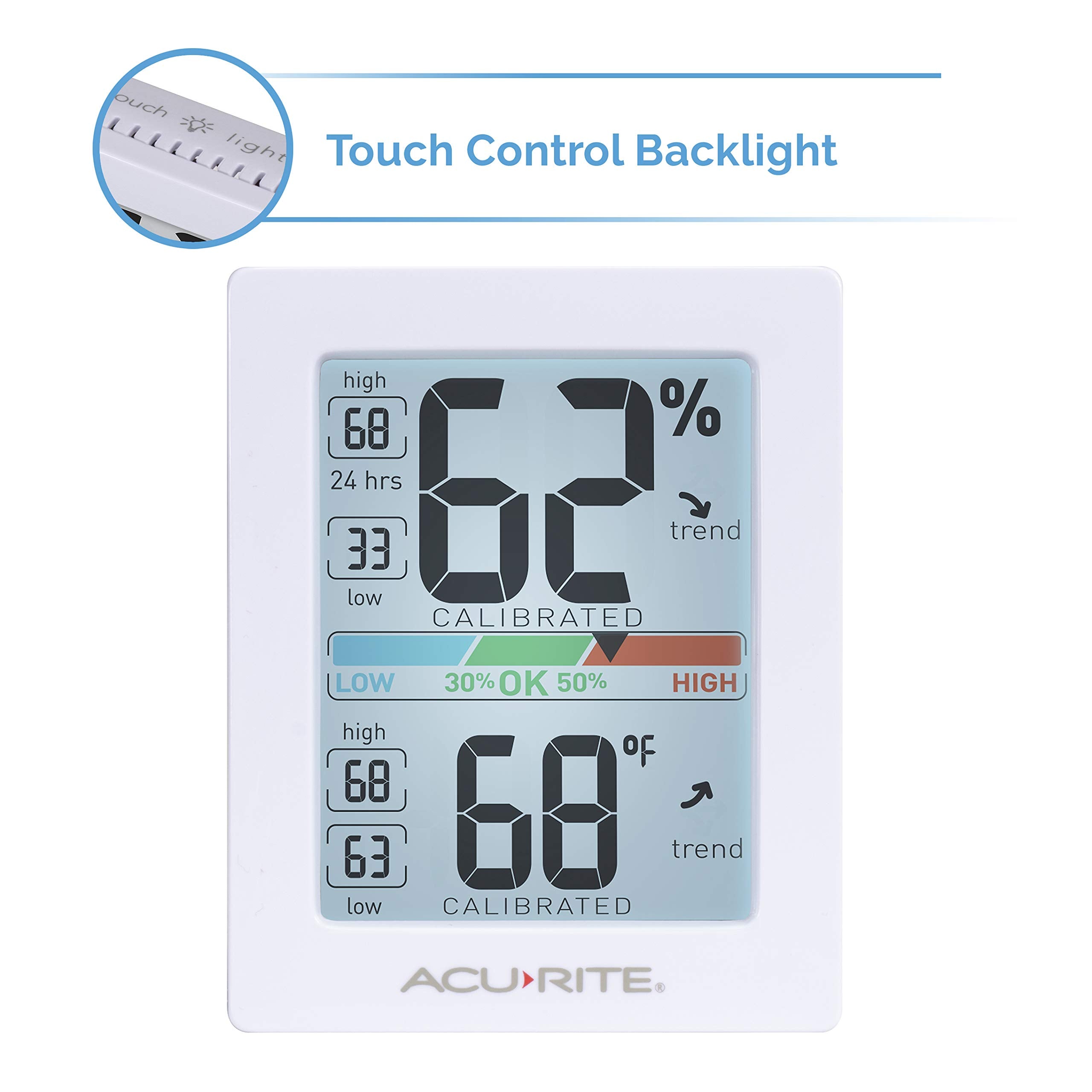 AcuRite Pro humidity meter with magnet back enables easy placement on metal surfaces.