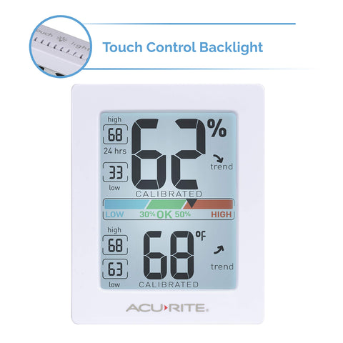 AcuRite Pro humidity meter with magnet back enables easy placement on metal surfaces.