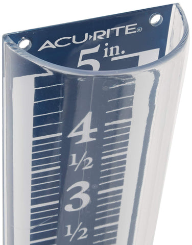 AcuRite rain gauge with a hang hole for simple mounting and placement.