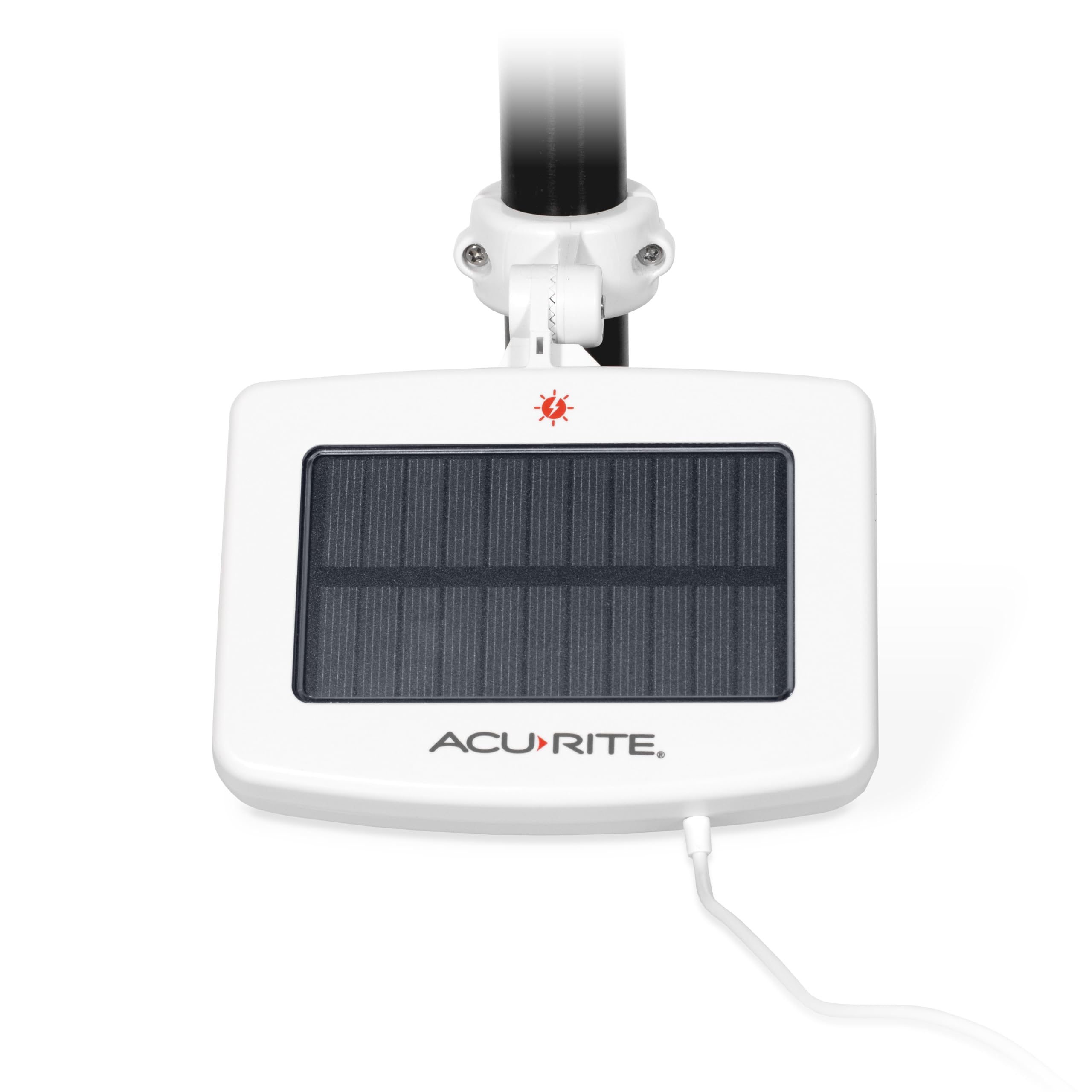 AcuRite Solar Power Pack panel mounted on a pole powering an outdoor sensor