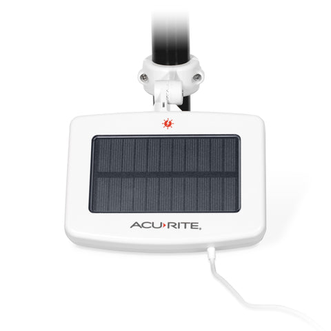 AcuRite Solar Power Pack panel mounted on a pole powering an outdoor sensor