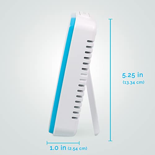 AcuRite weather station alarm clock displaying date and time with snooze
