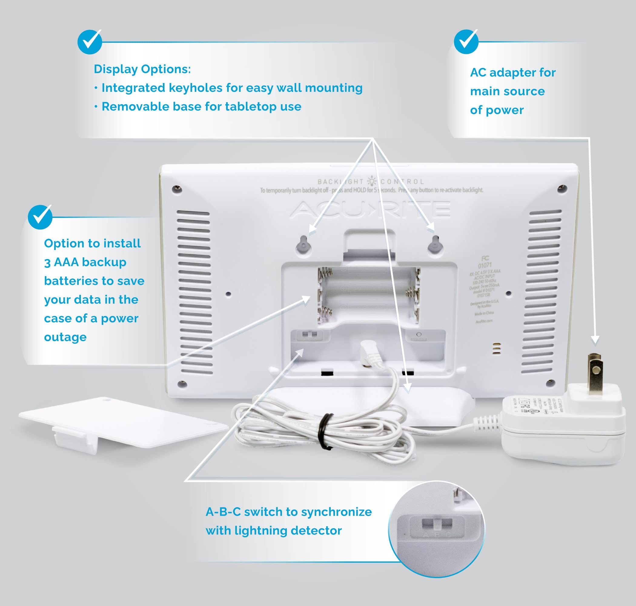 AcuRite lightning detection module alerts on strikes up to 25 miles away.