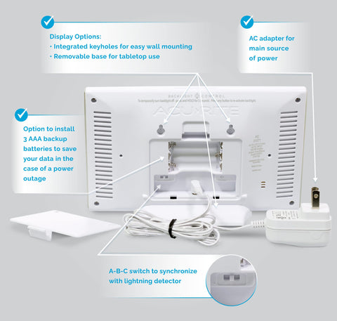 AcuRite lightning detection module alerts on strikes up to 25 miles away.